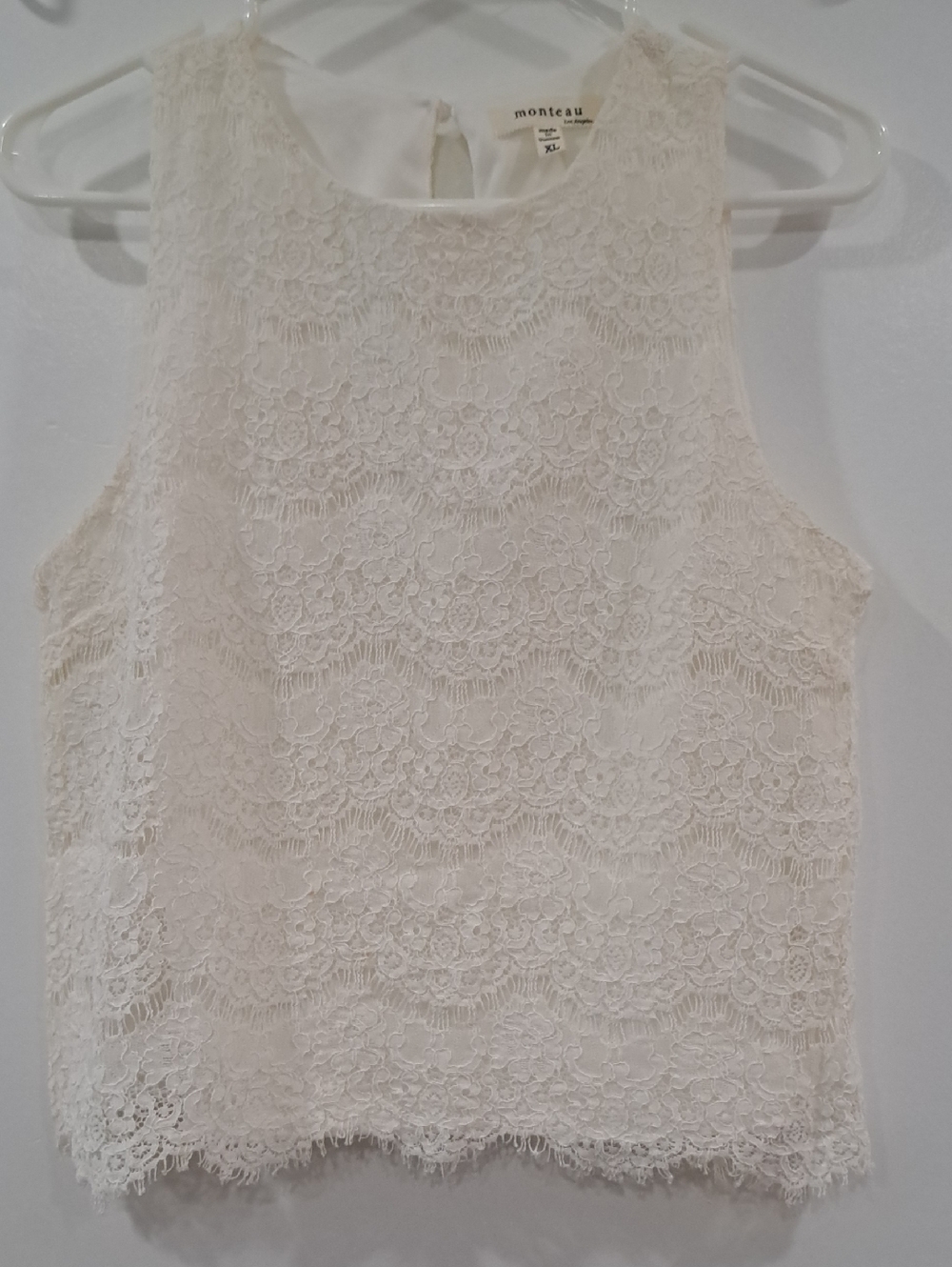Monteau White Lace Detail Sleeveless Top